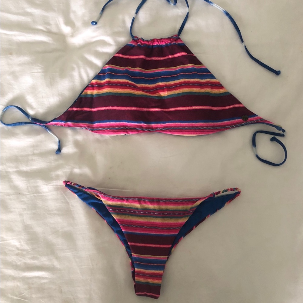 Billabong Striped/shibori Bikini Reversible